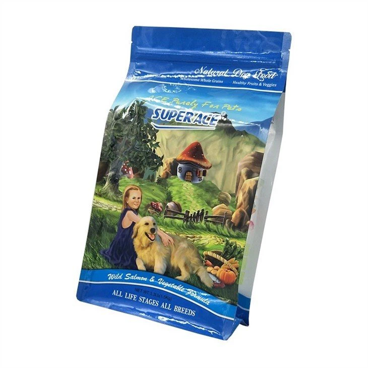 Flat Bottom Dog Food Packaging Bag with Zipper
